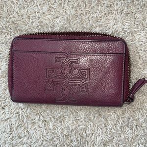 Purple/eggplant colored Tory Burch wallet